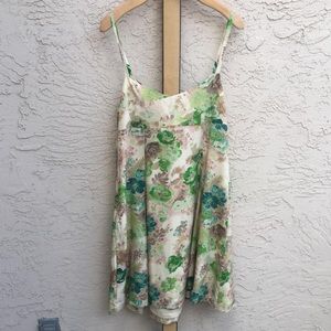 Anthropologie Green Floral Flair Dress